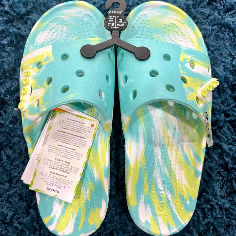 New Croc Marbled Slides